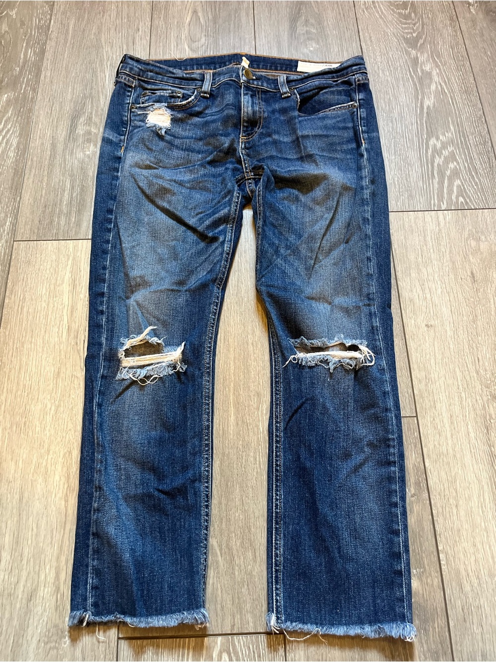 Rag & Bone Distressed Dre Slim Straight Capri Jeans Size 28